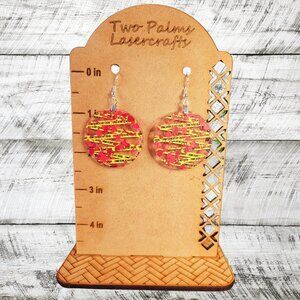 Crime Scene Tape Acrylic Earrings - Circle